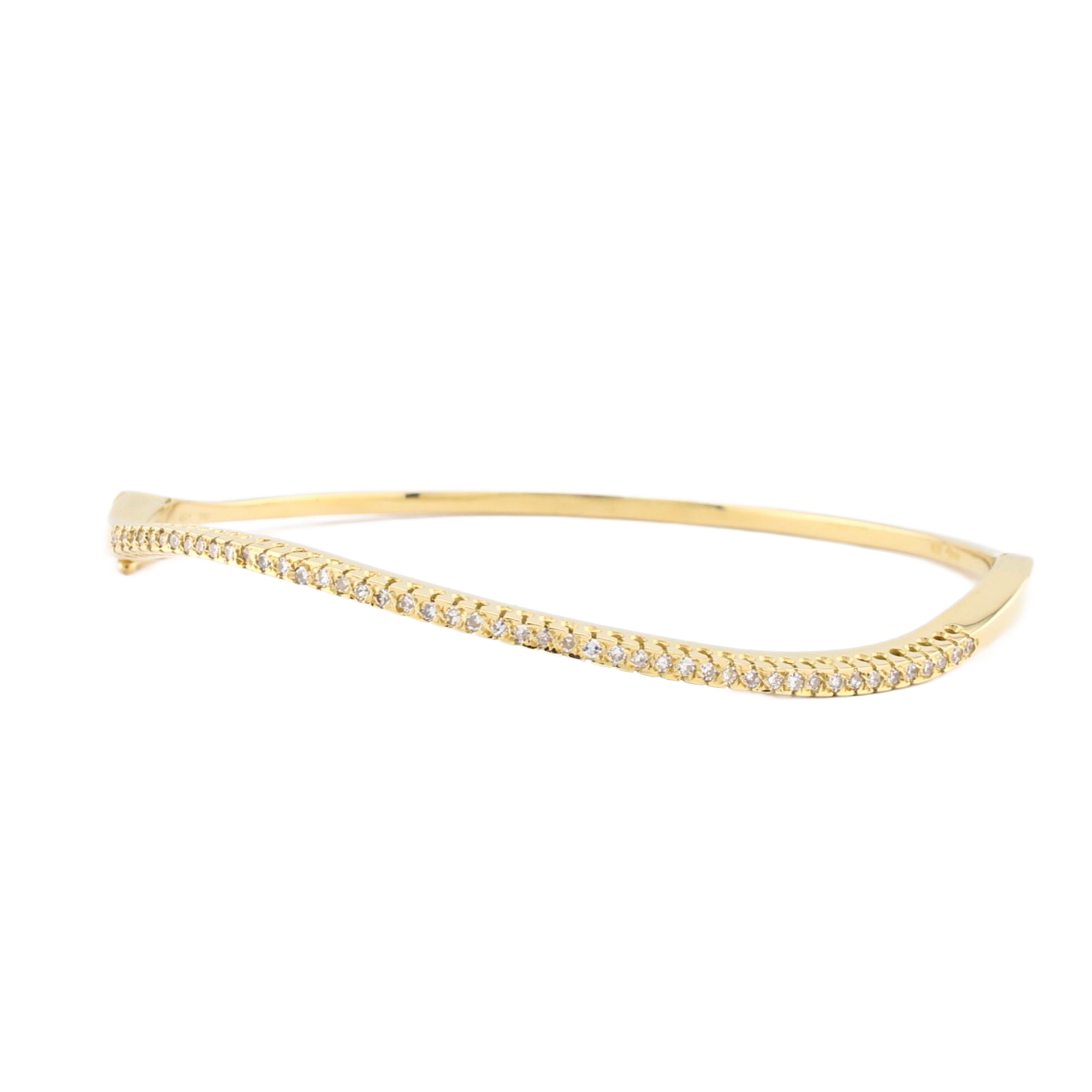 18ct Yellow Gold Diamond Wave Bangle 0.33ct