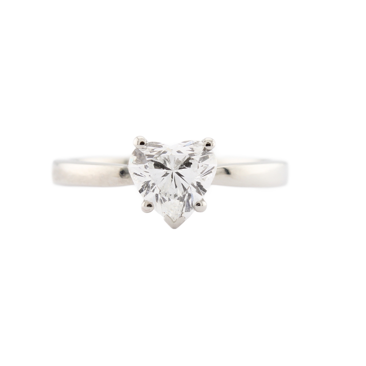 Platinum Heart Diamond Solitaire Ring 0.90ct