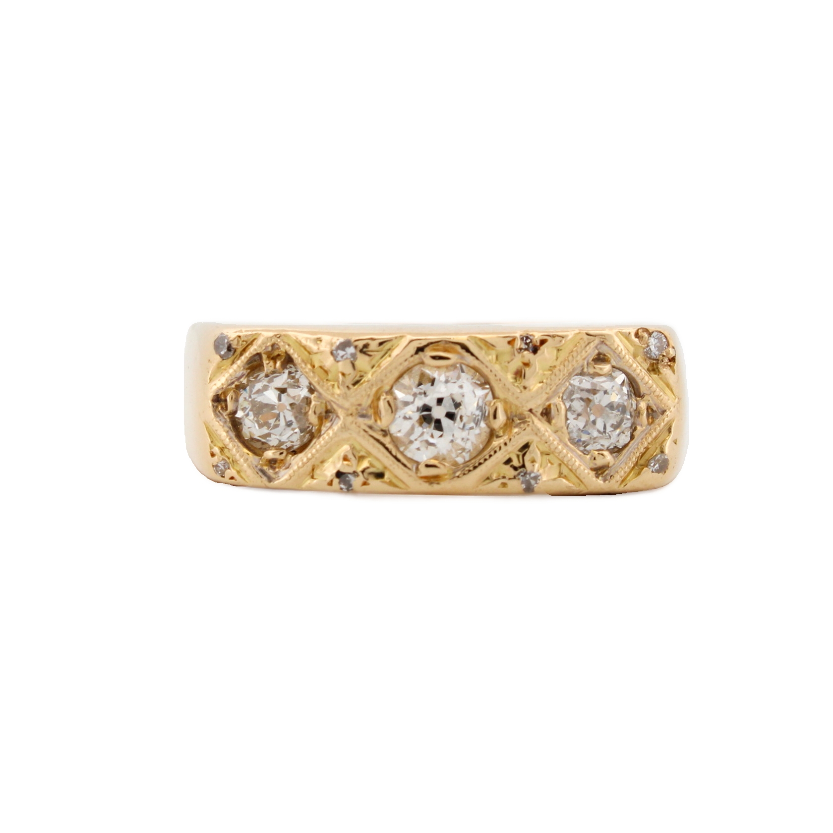 14ct Yellow Gold Gents Diamond 3 Stone Ring 0.91ct 14ct Yellow Gold Gents Diamond 3 Stone Ring 0.91ct