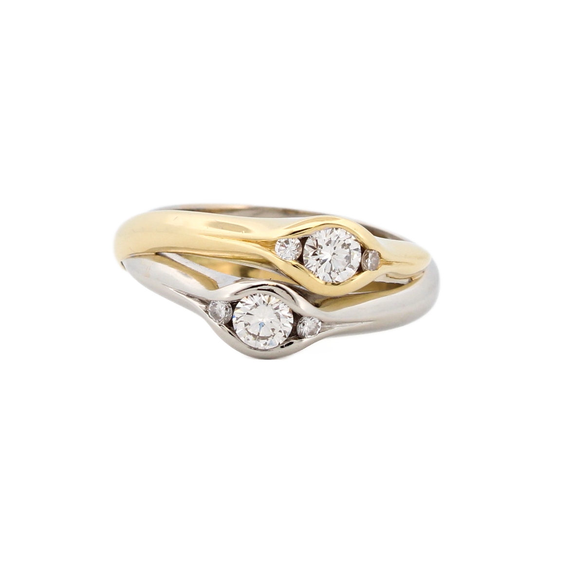 18ct 2 Colour Gold Diamond 2 Stone Ring 0.50ct Total