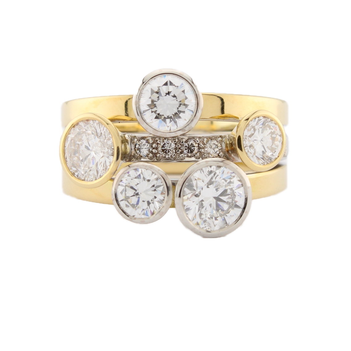 18ct Yellow & White Gold Diamond Asymmetric Ring Total 2.42ct