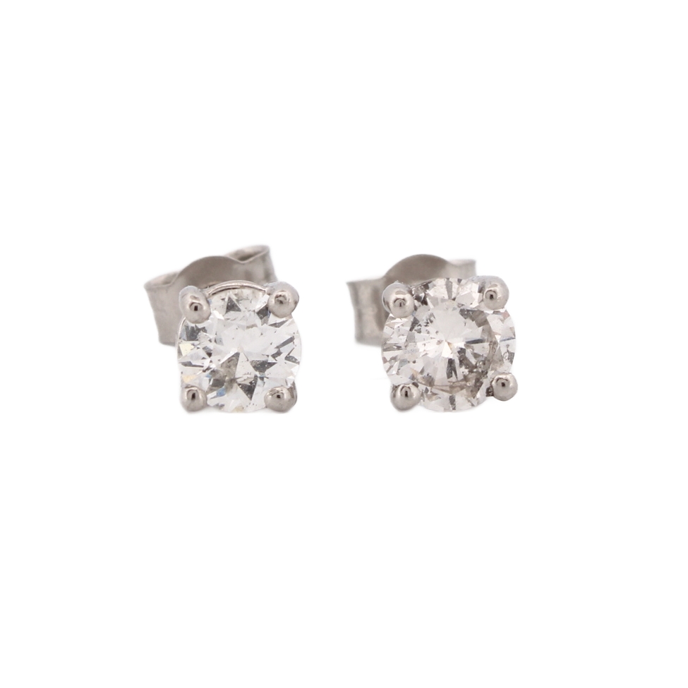 Pre-Owned Platinum Diamond Stud Earrings Total 0.97ct