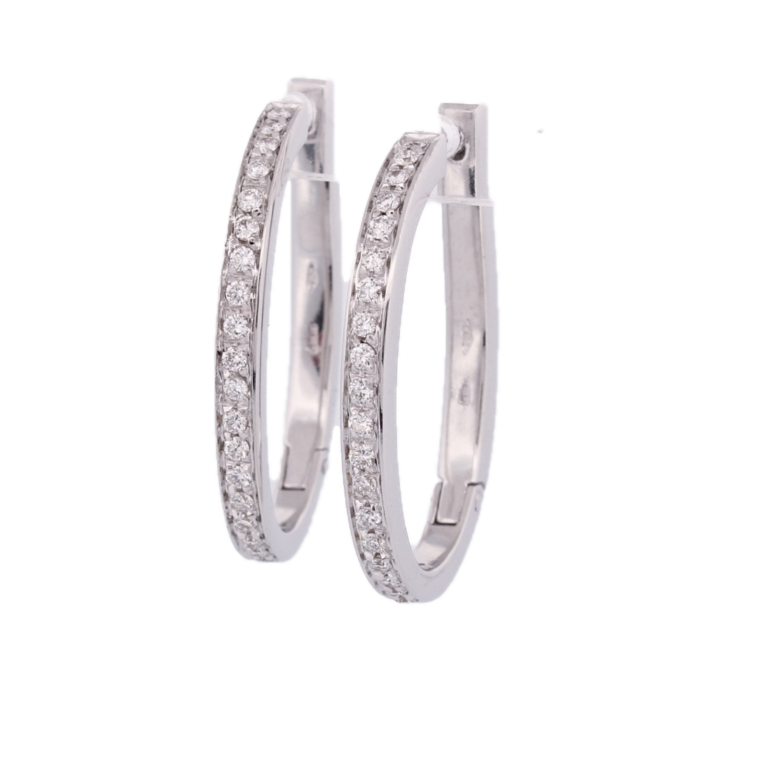 18ct White Gold Diamond Hoop Earrings 0.76ct Total 18ct White Gold Diamond Hoop Earrings 0.76ct Total