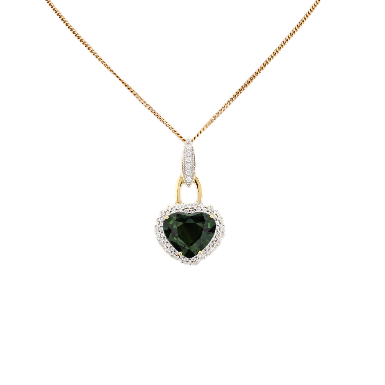 18ct Yellow Gold Green Sapphire & Diamond Pendant