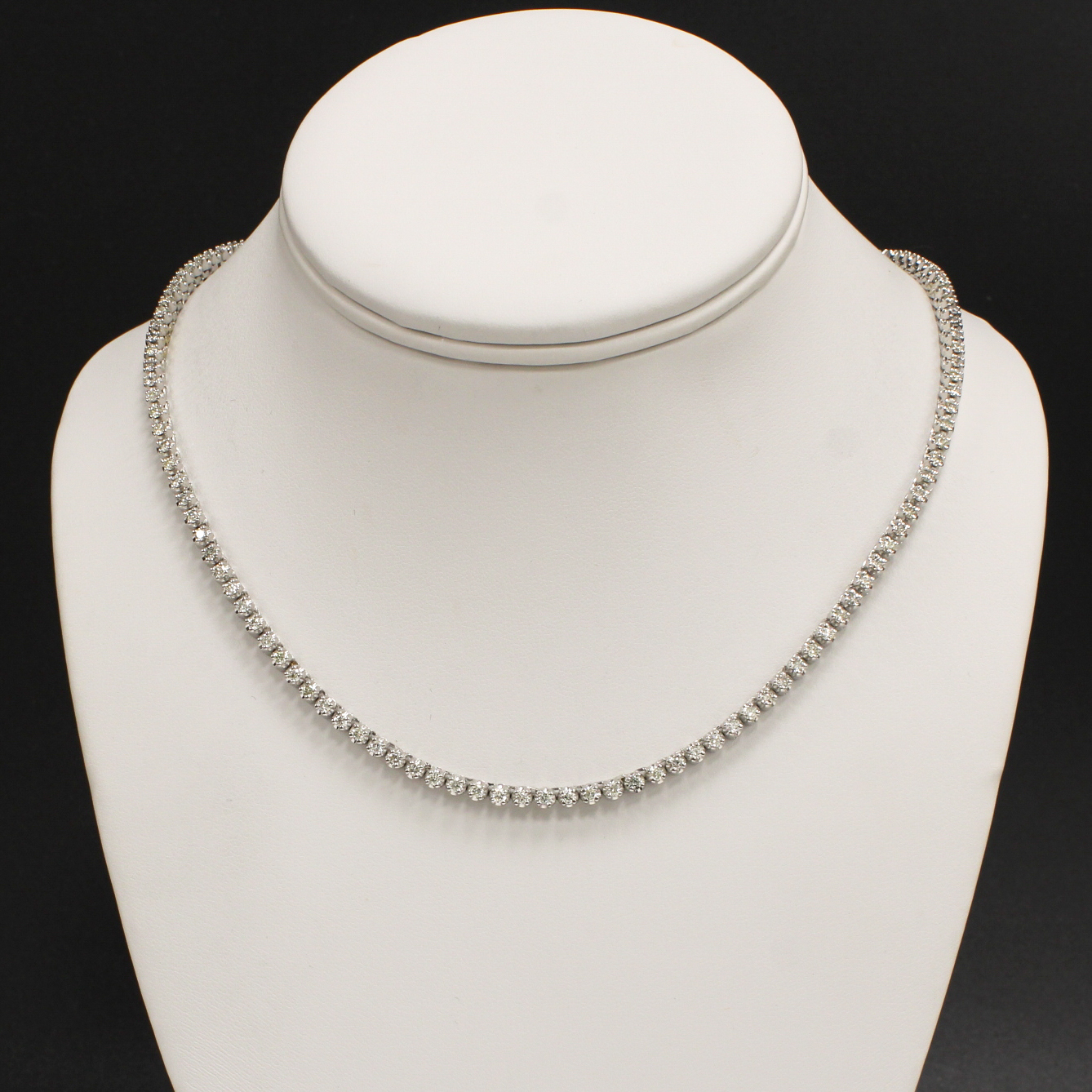 9ct White Gold Diamond Line Necklace Total 4.15ct