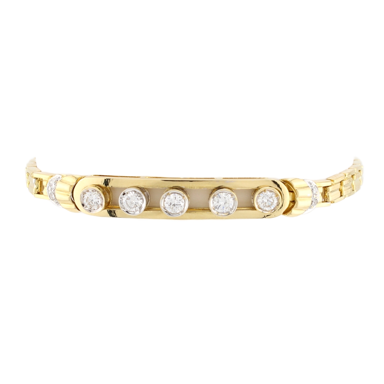 18ct Yellow Gold Diamond Fancy Bracelet Total 0.65ct