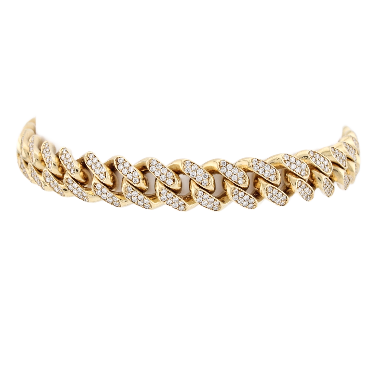 9ct Yellow Gold Diamond Curb Bracelet 4.80ct Total