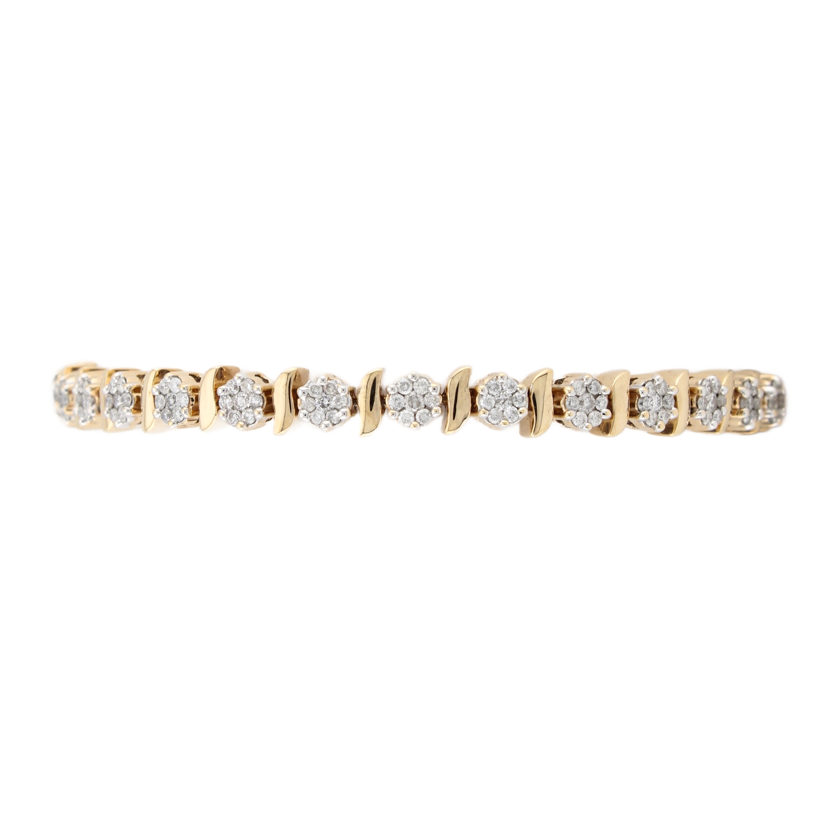 9ct Yellow Gold Diamond Bracelet Total 2.16ct