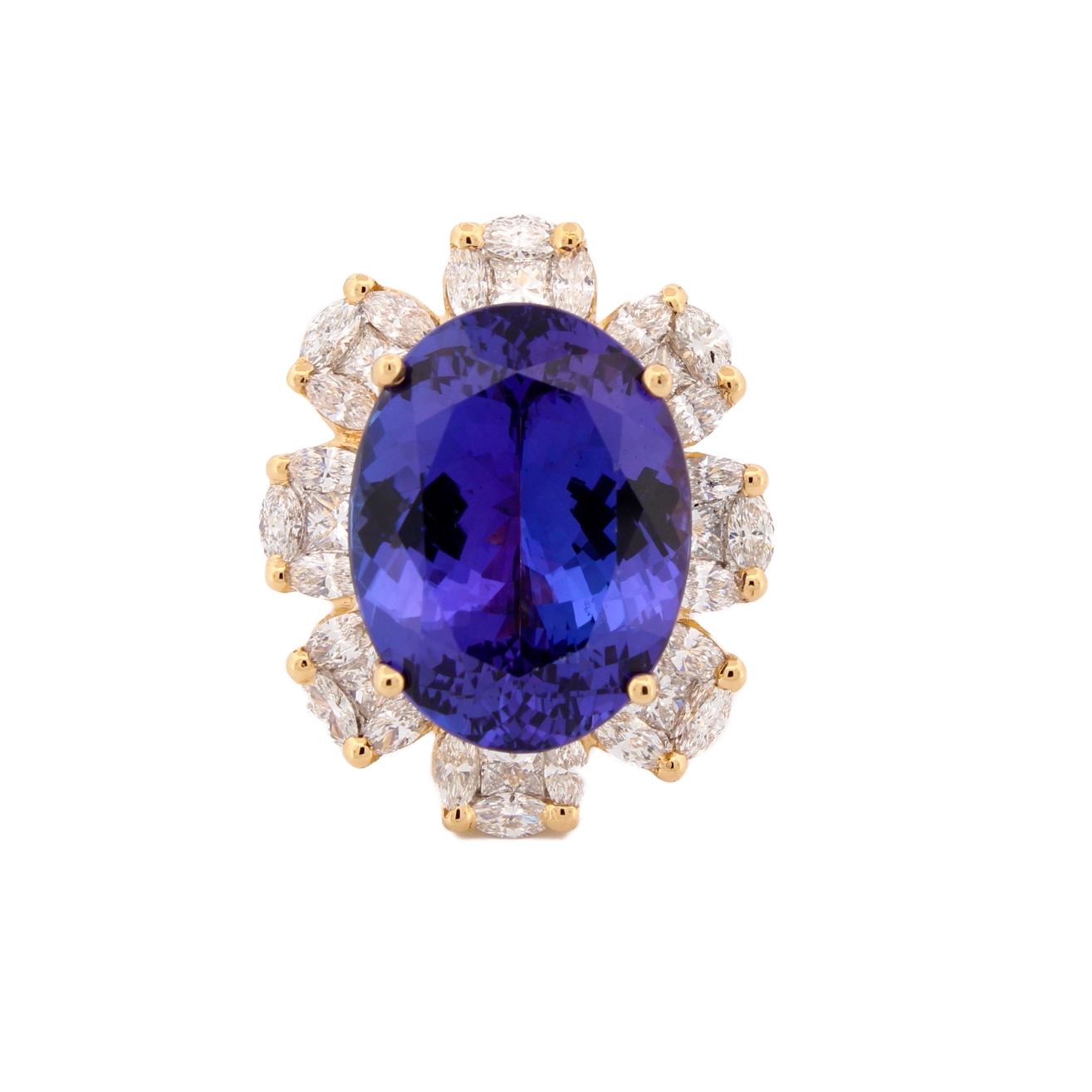 Pre-Owned 18ct Yellow Gold Tanzanite & Diamond Cluster Ring