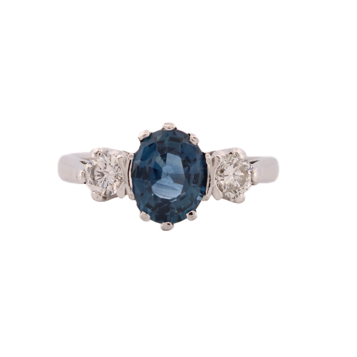 Pre-Owned 18ct White Gold Diamond & Sapphire Ring Total 0.47ct Pre-Owned 18ct White Gold Diamond & Sapphire Ring Total 0.47ct
