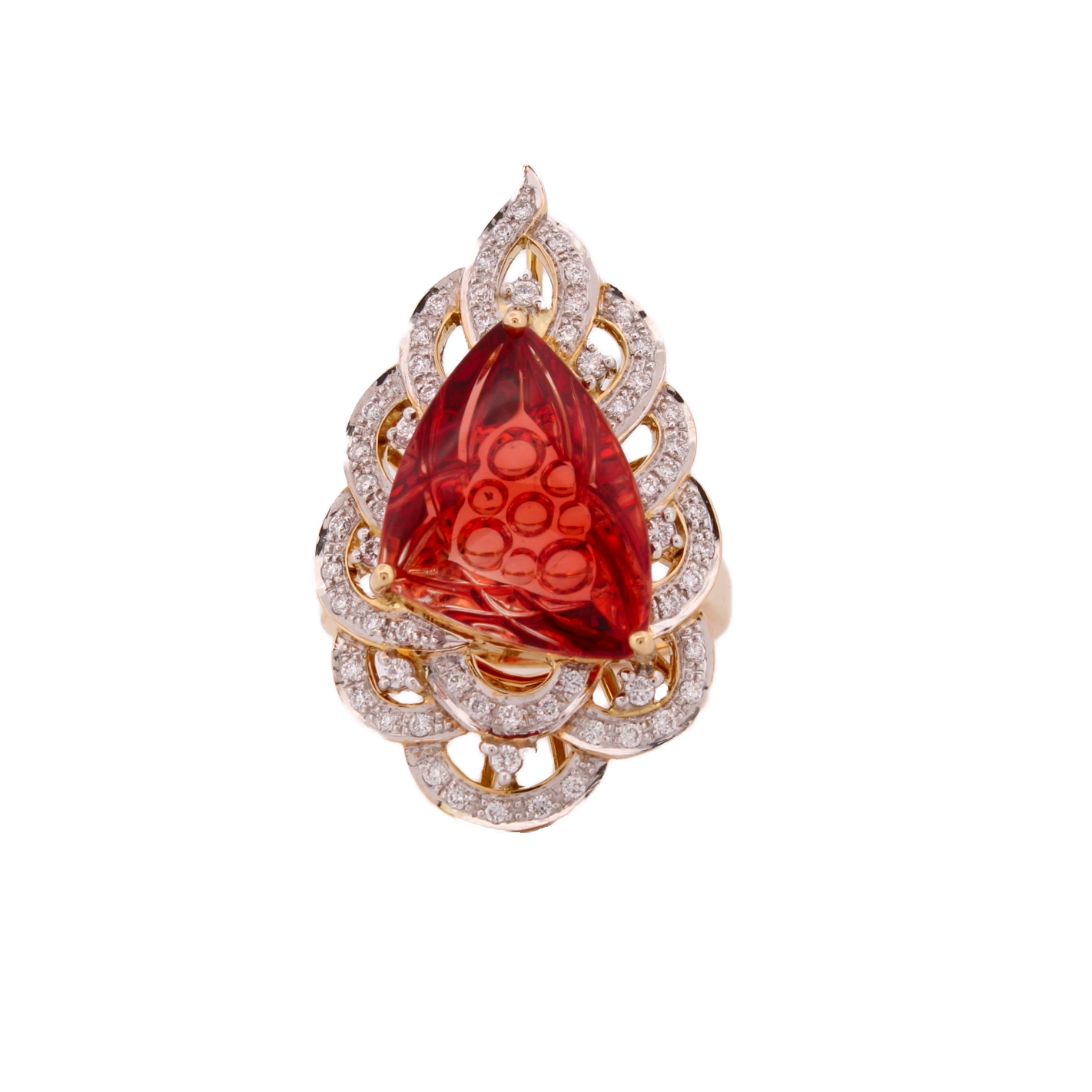 Pre-Owned 18ct Yellow Gold Diamond & Sunstone Ring