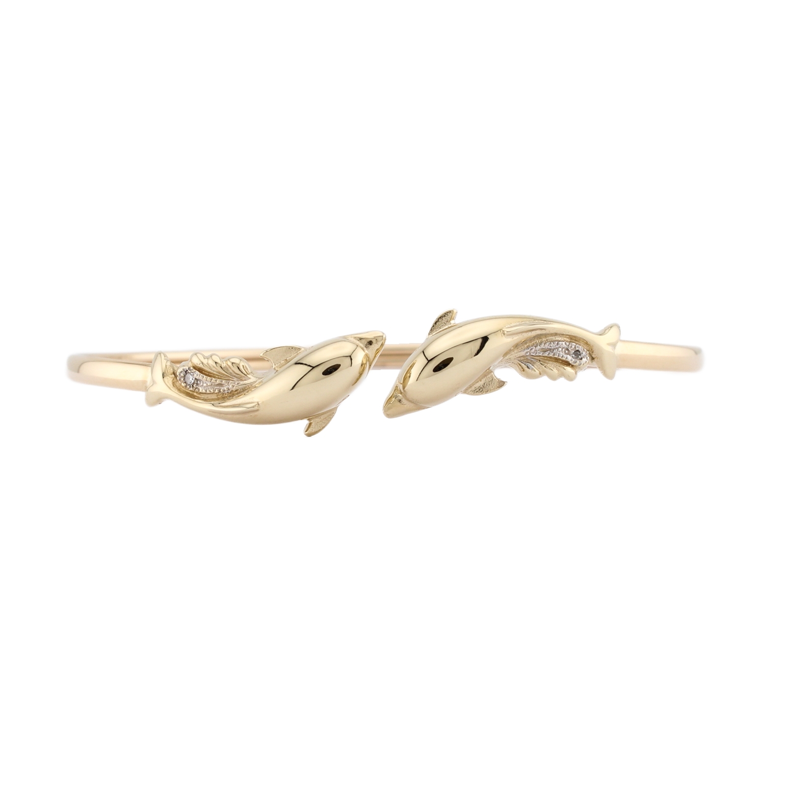 9ct Yellow Gold Diamond Set Double Dolphin Bangle 9ct Yellow Gold Diamond Set Double Dolphin Bangle