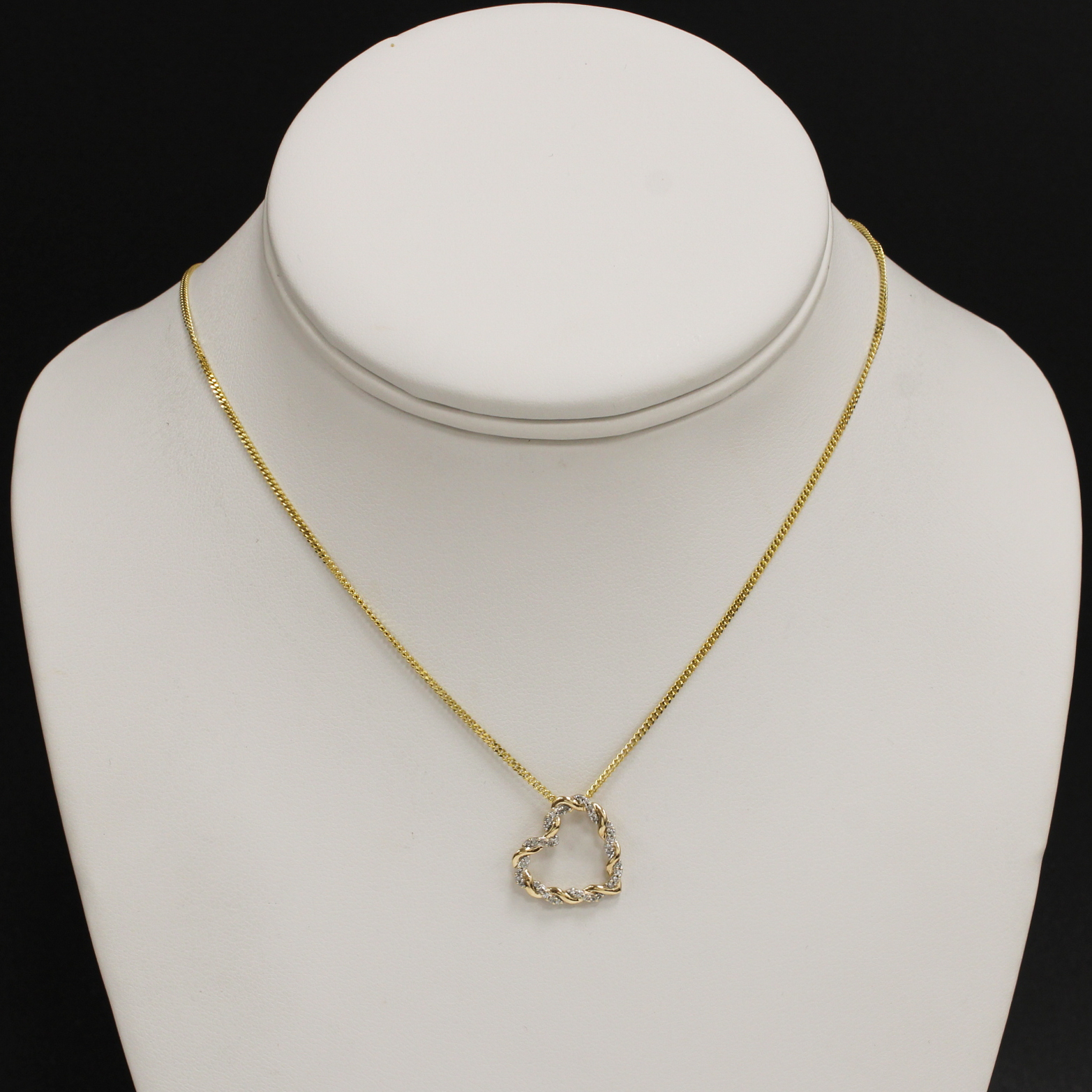 Pre-Owned 9ct Yellow Gold Diamond Heart Pendant & 24" Chain Pre-Owned 9ct Yellow Gold Diamond Heart Pendant & 24" Chain