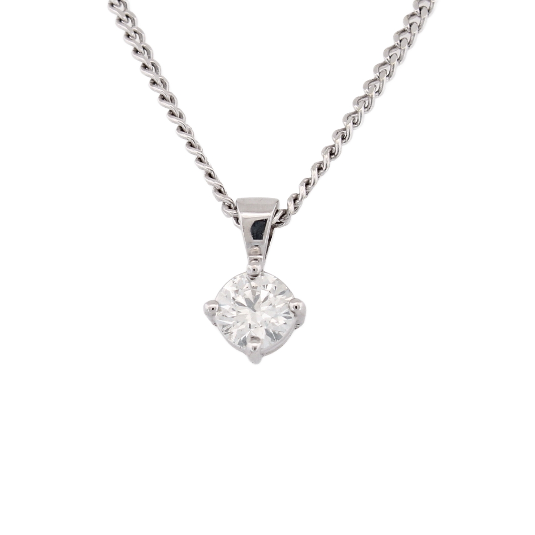 Pre-Owned 18ct White Gold Diamond Solitaire Pendant 0.56ct