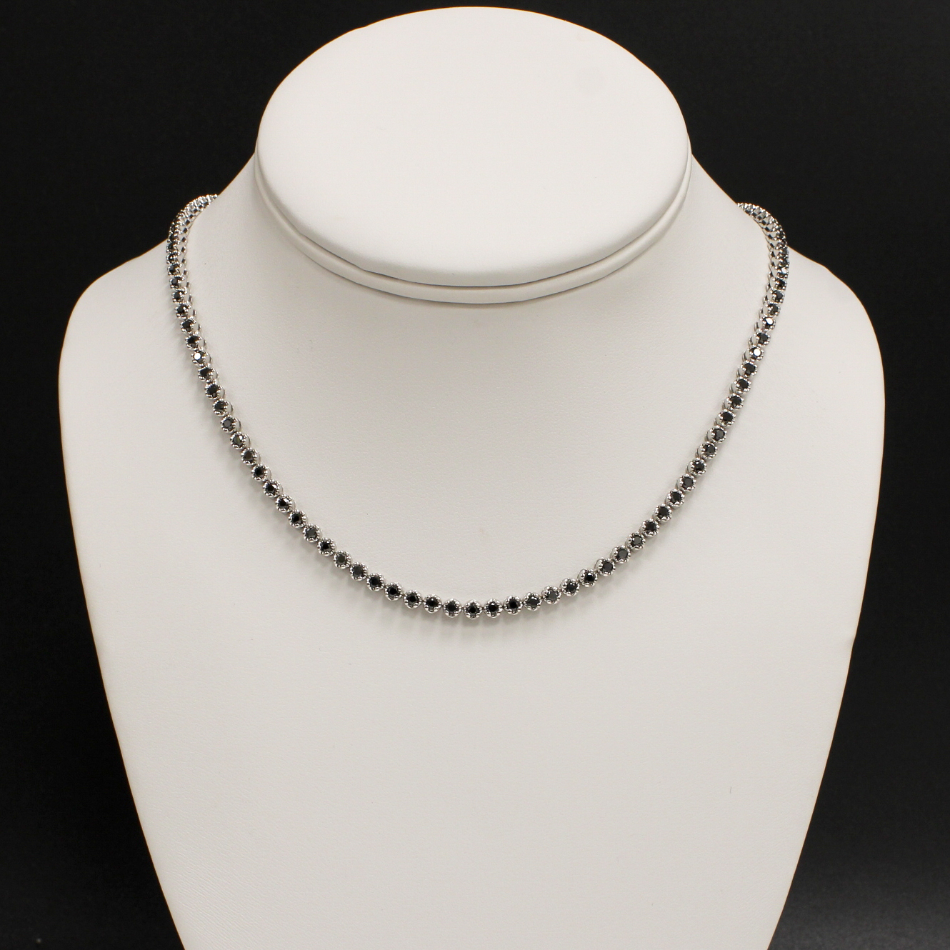 9ct White Gold 18" Black Diamond Necklace