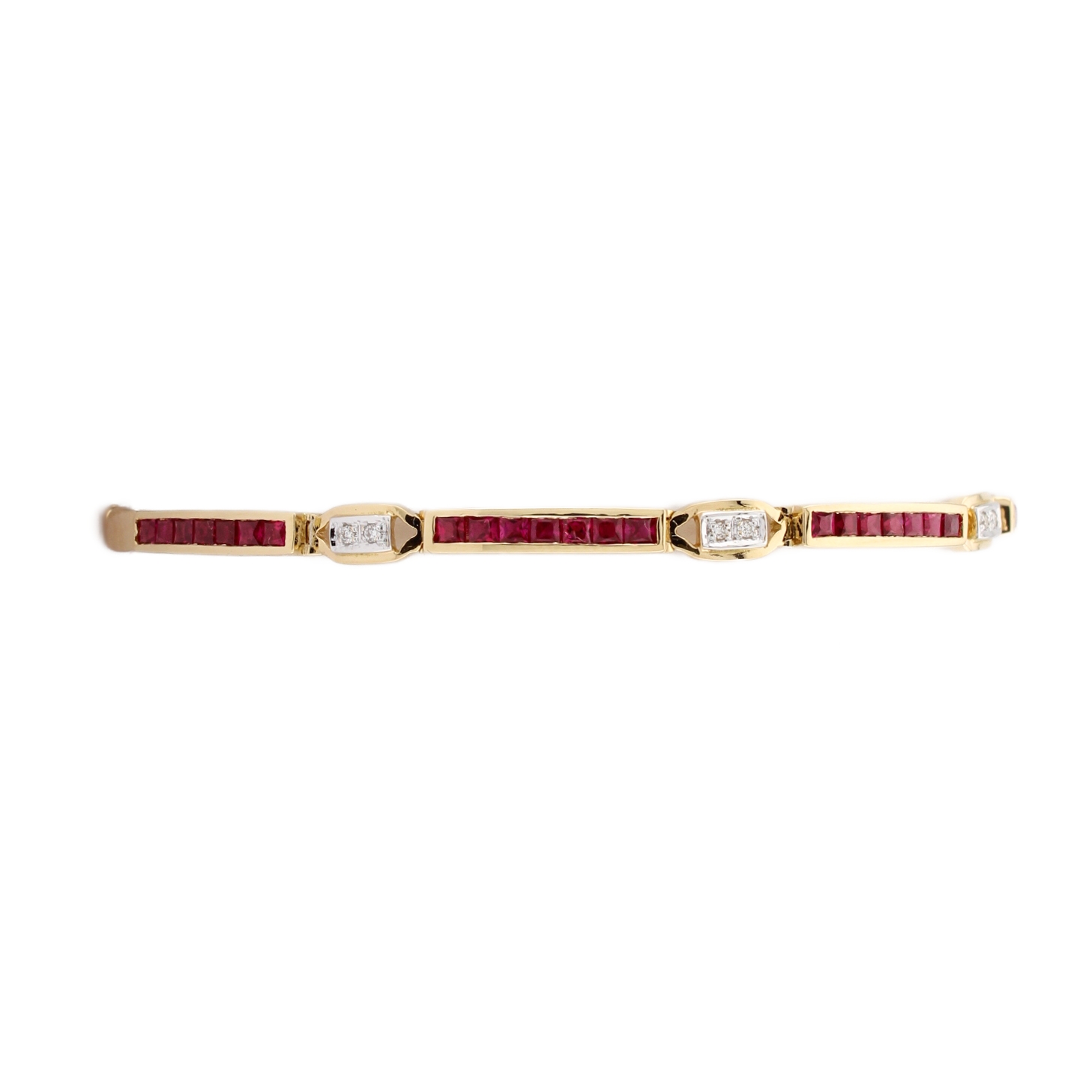 18ct Yellow Gold Diamond & Ruby Bracelet