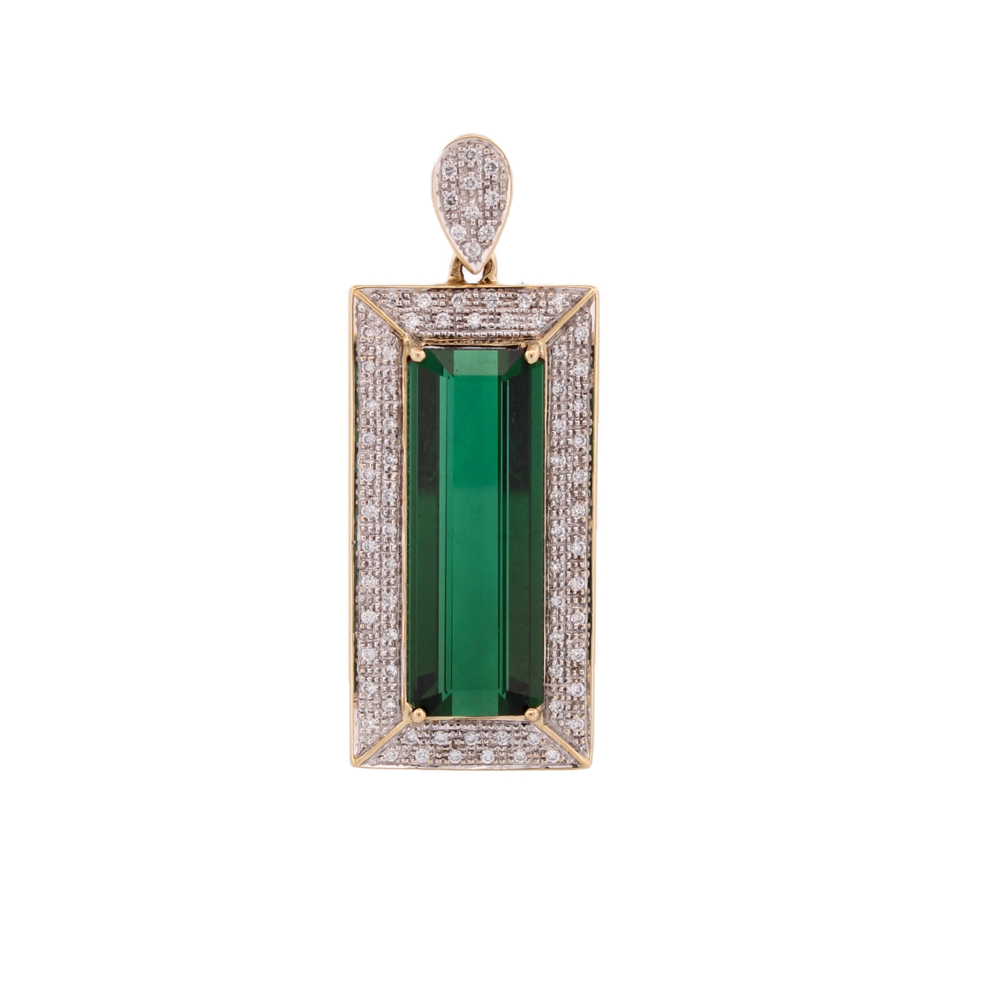 Pre-Owned 18ct Yellow Gold Diamond & Green Tourmaline Pendant Pre-Owned 18ct Yellow Gold Diamond & Green Tourmaline Pendant