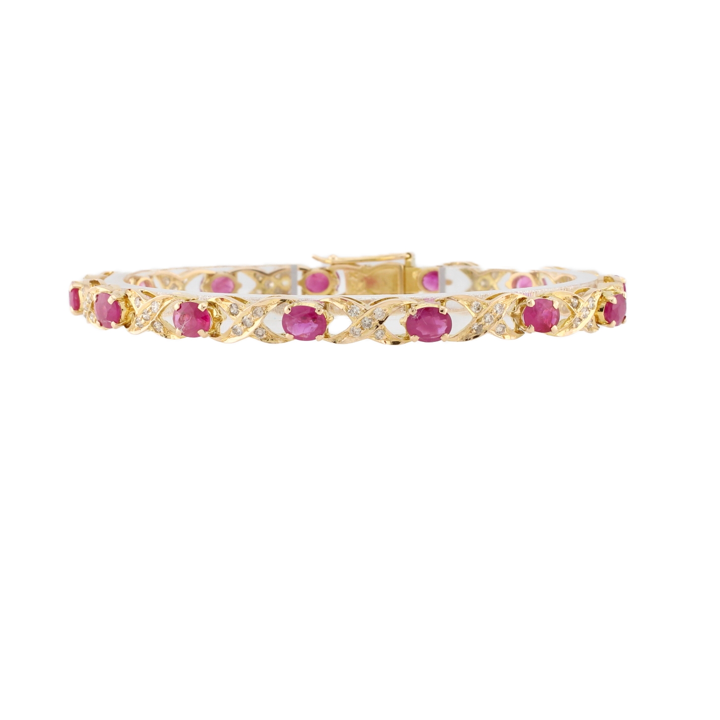 14ct Yellow Gold Diamond & Ruby Bracelet