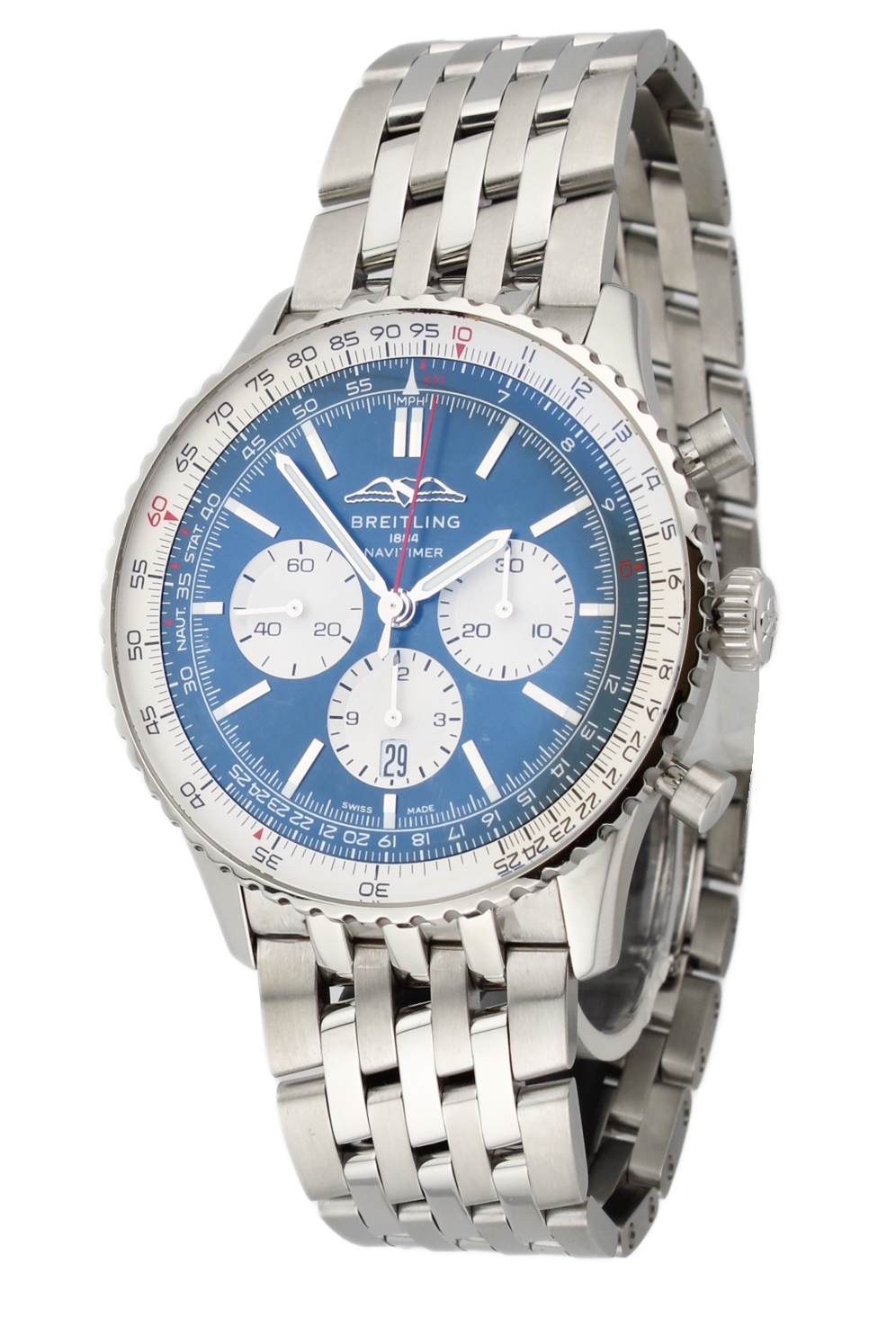 46mm Breitling Navitimer Watch, Blue Dial
