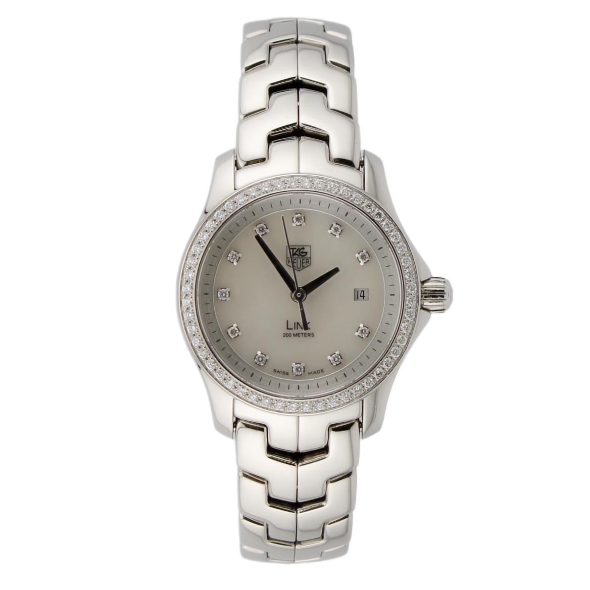 27mm Tag Heuer Link Watch, Diamond Set Dial & Bezel