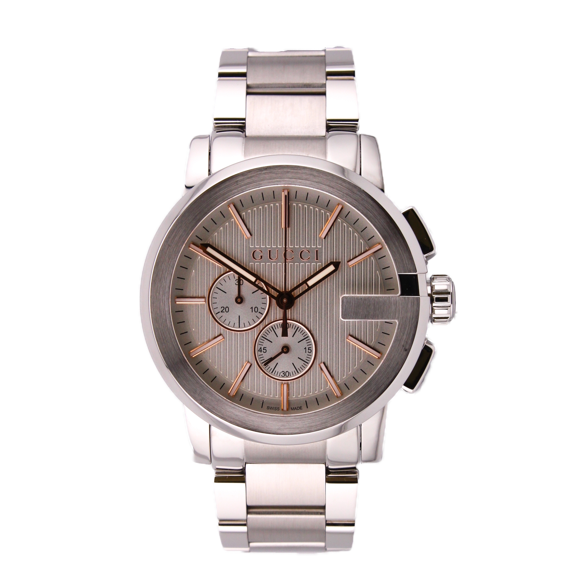 44mm Gucci G-Chrono Watch, White & Rose Colour Dial