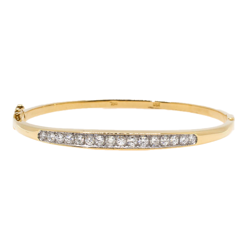 18ct Yellow Gold Diamond Bangle 1.00ct Total