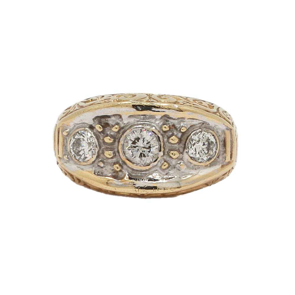 9ct Yellow Gold Diamond 3 Stone Ring Total 1.24ct