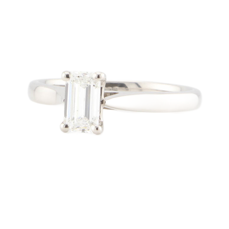 Pre-Owned Platinum Emerald Cut Diamond Solitaire Ring 0.71ct