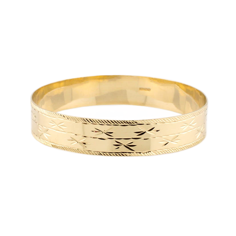 9ct Yellow Gold Engraved Bangle