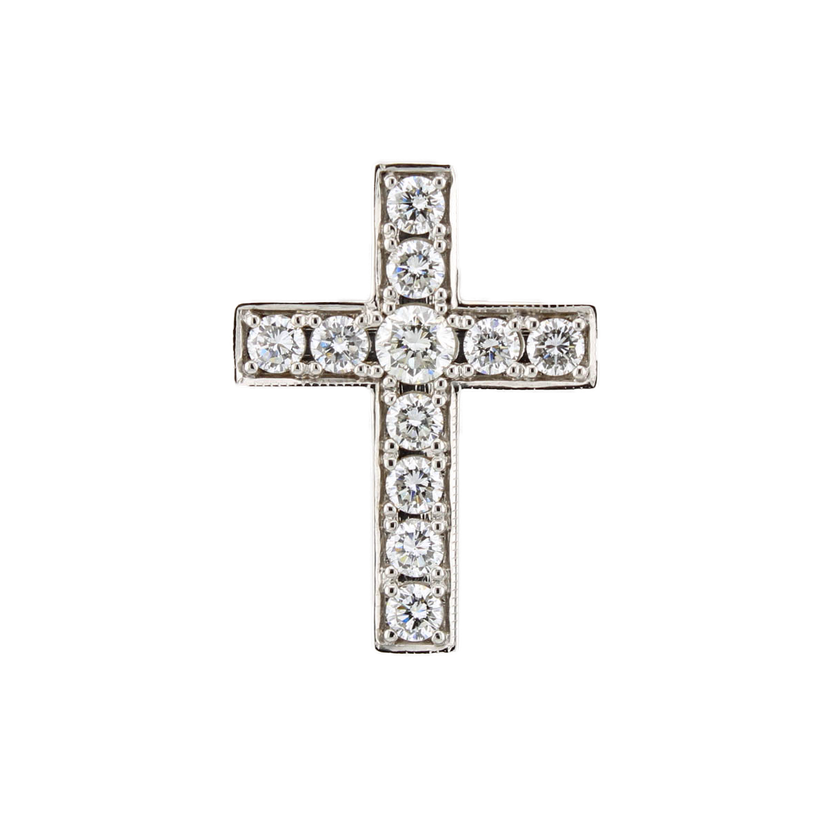 18ct White Gold Diamond Cross Pendant Total 2.17ct