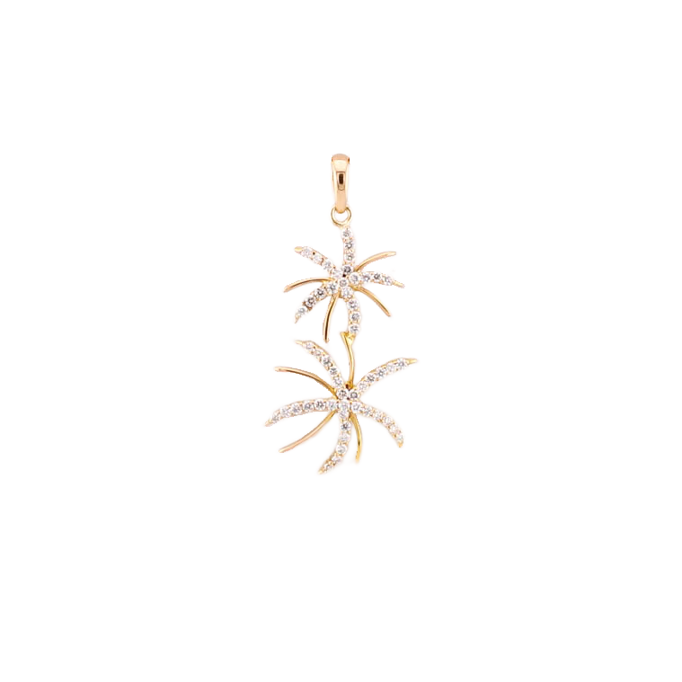 18ct Yellow Gold Diamond Spray Pendant Total 0.65ct