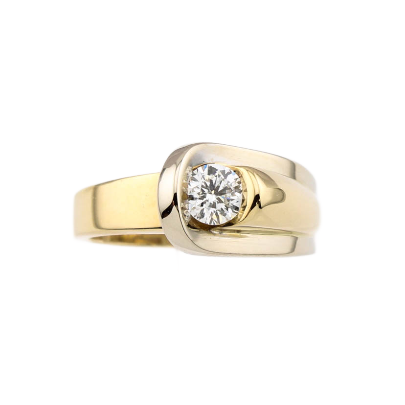Pre-Owned 18ct 2 Colour Gold Diamond Solitaire Ring 0.42ct