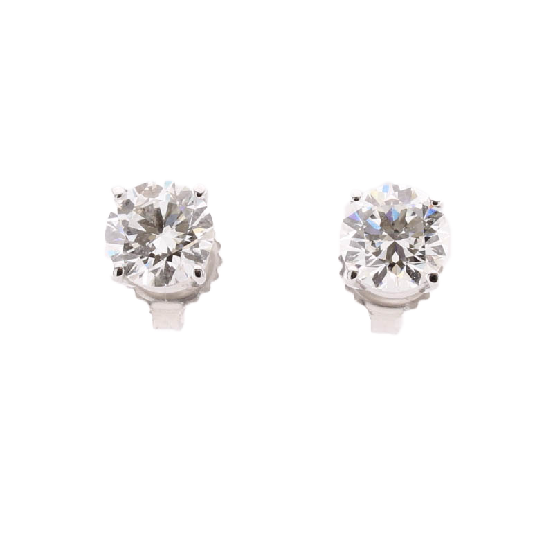 Pre-Owned 18ct White Gold Diamond Stud Earrings Total 2.04ct