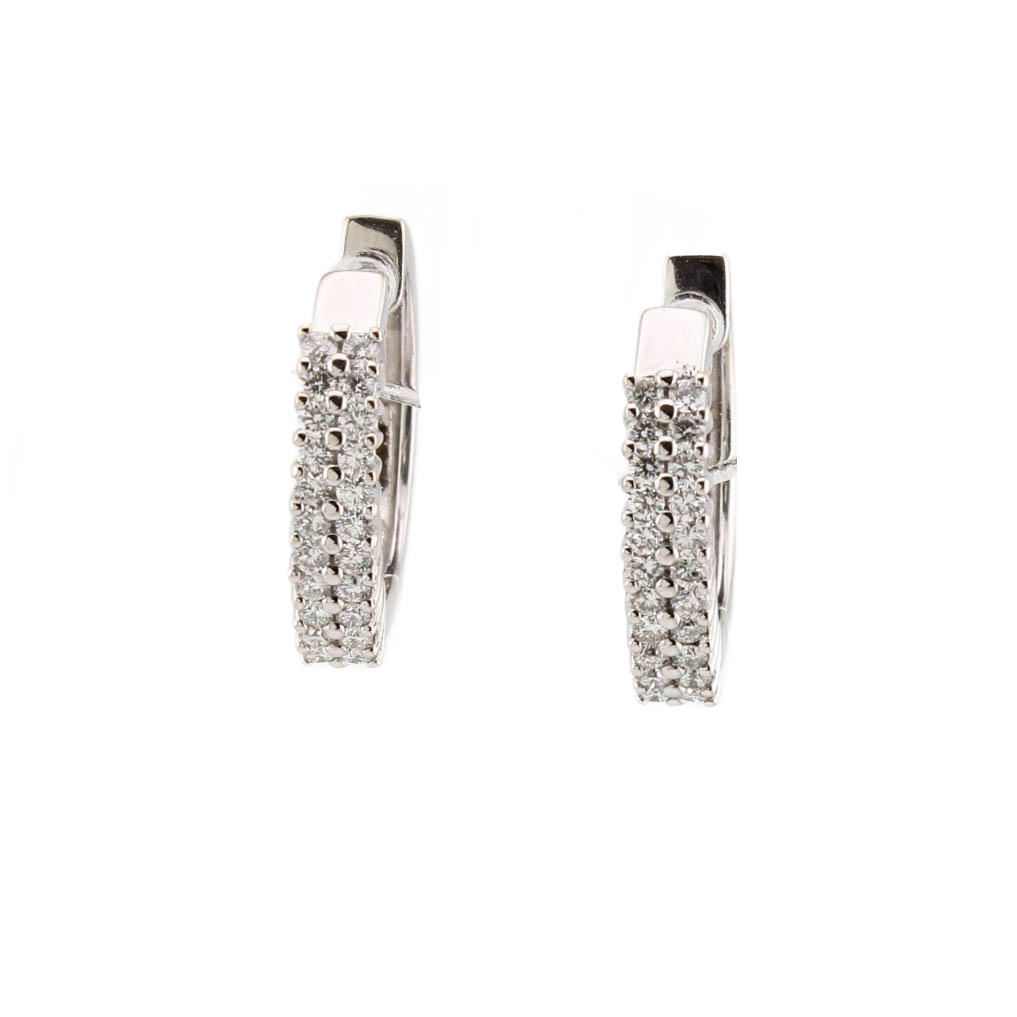 18ct White Gold Diamond Set Hoop Earrings Total 0.92ct 0% VAT