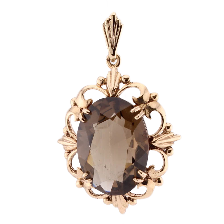 9ct Yellow Gold Fancy Smokey Quartz Pendant
