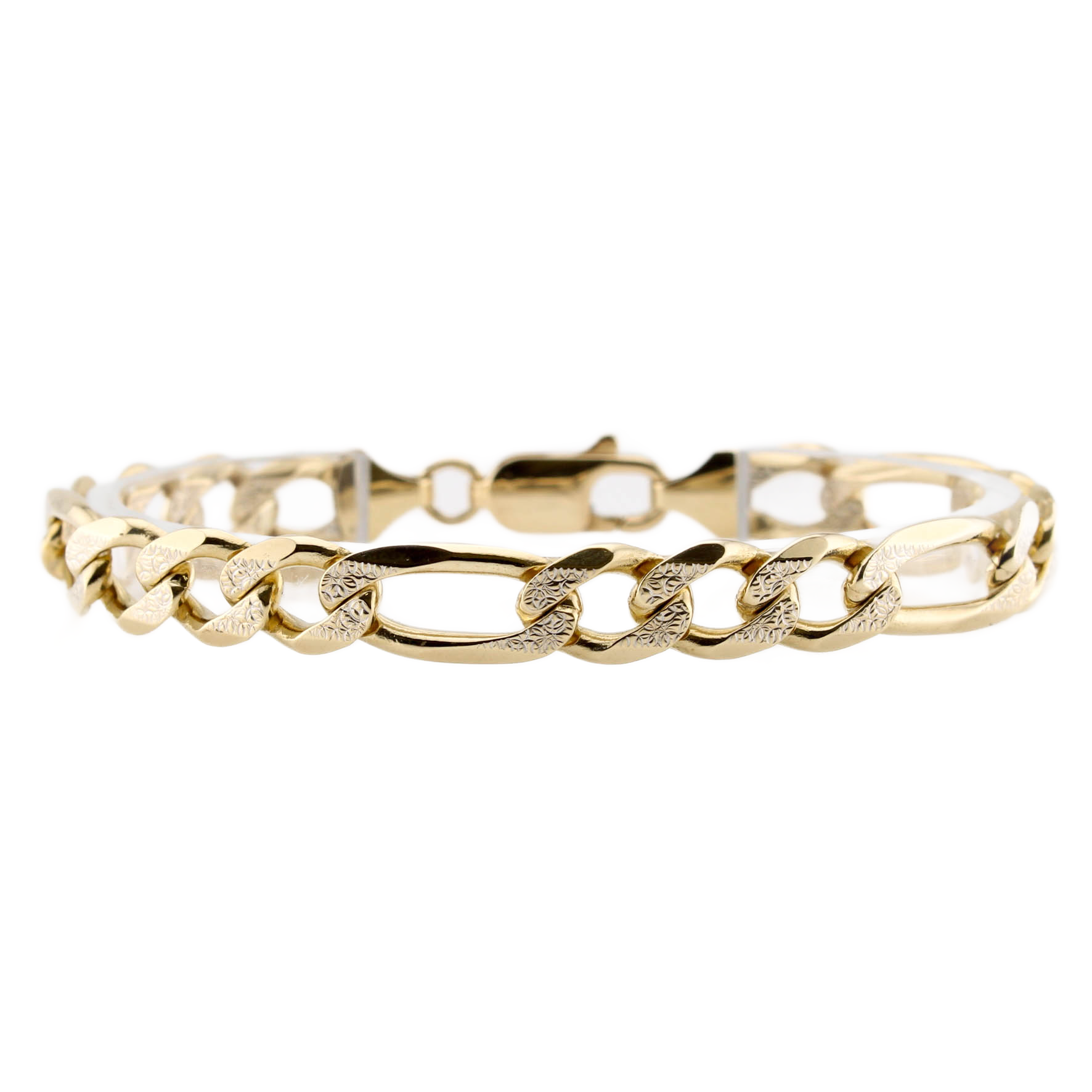 Pre-Owned 9ct Yellow & White Gold Figaro Bracelet 0% VAT