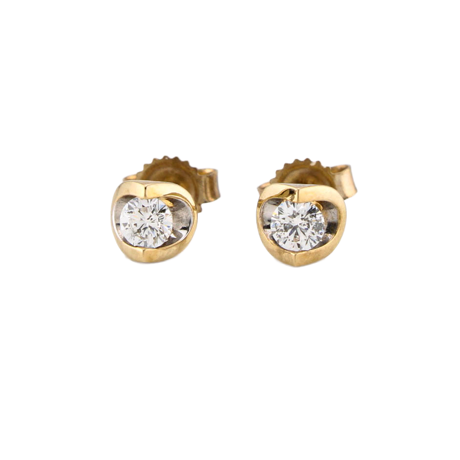 Yellow Gold Diamond Solitaire Stud Earrings 0.20ct
