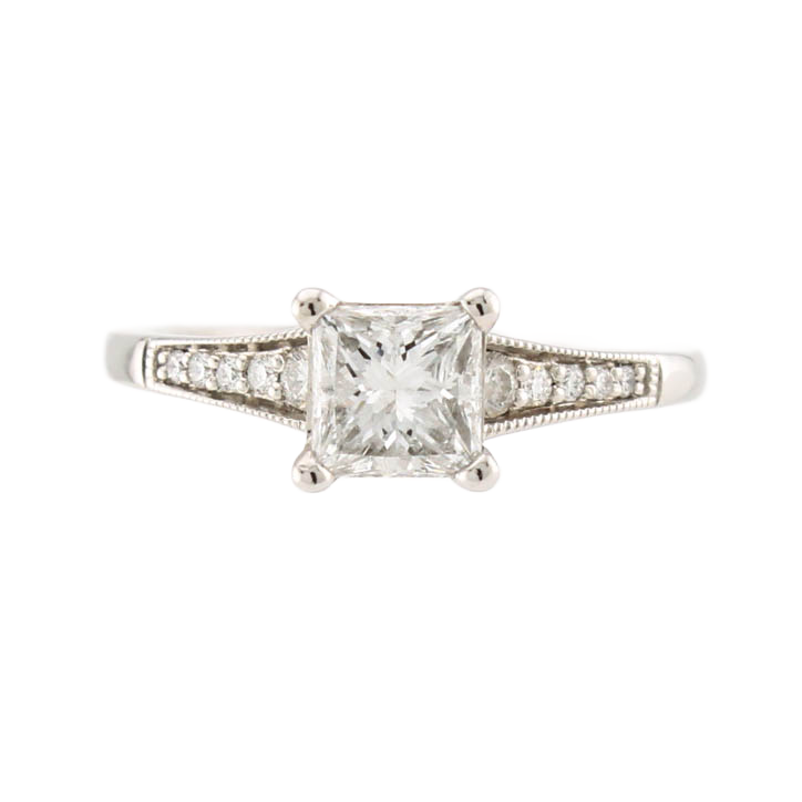 Pre-Owned Platinum Princess Cut Diamond Solitaire Ring 0.80ct