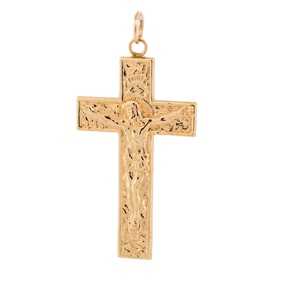9ct Yellow Gold Engraved Crucifix Pendant 0% VAT