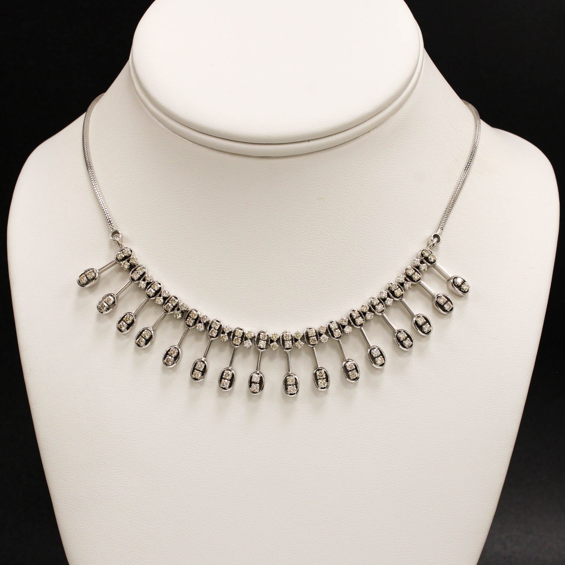 Pre-Owned 9ct White Gold Diamond Necklace Total 3.14ct