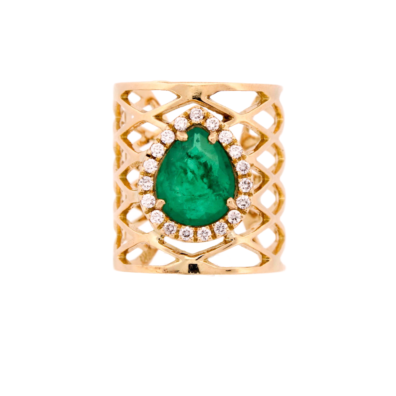 Pre-Owned 18ct Yellow Gold Emerald & Diamond Ring Total 0.62ct
