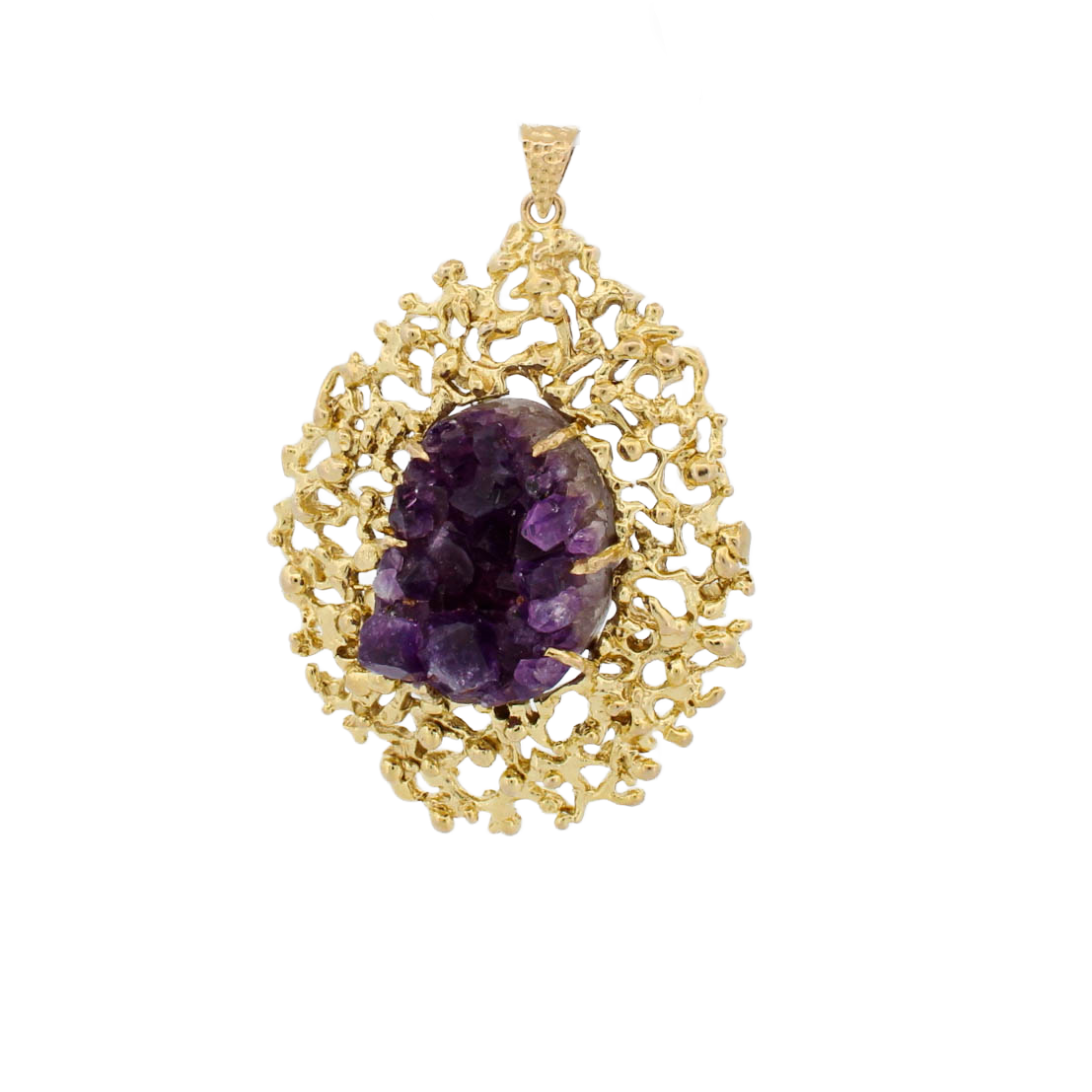 Pre-Owned 9ct Yellow Gold Fancy Uncut Amethyst Pendant