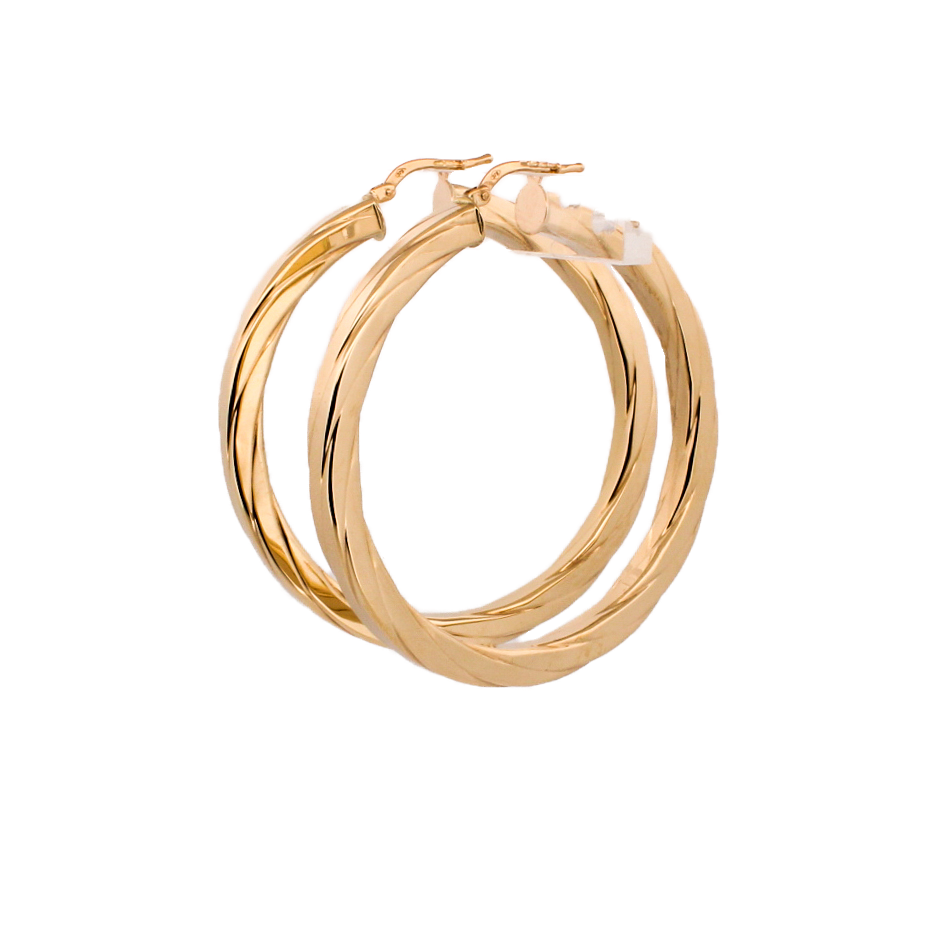 Pre-Owned 9ct Yellow Gold Large Twist Hoop Earrings