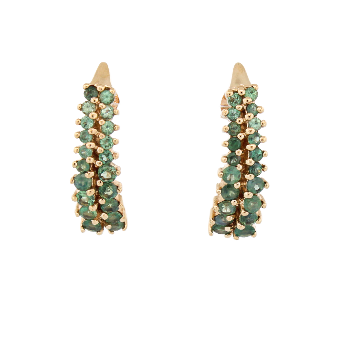 Pre-Owned 9ct Yellow Gold Green Tourmaline Huggie Stud Earrings