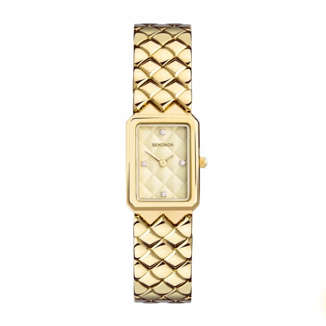 Sekonda Lunar Gold Tone Quilted Bracelet Watch Was £79.99