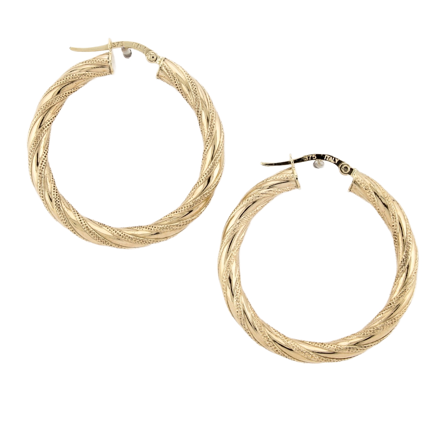 9ct Yellow Gold Twist Hoop Earrings 0% VAT 9ct Yellow Gold Twist Hoop Earrings 0% VAT