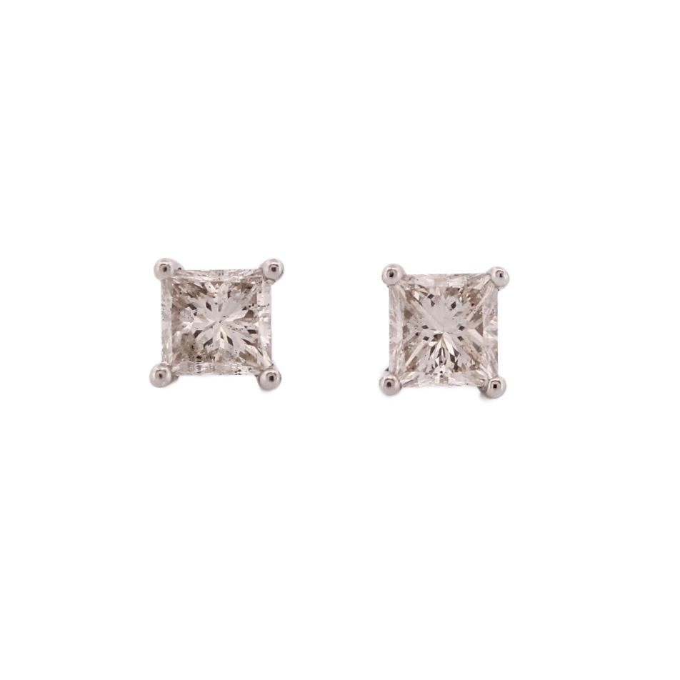 18ct White Gold Diamond Solitaire Studs 1.14ct Total