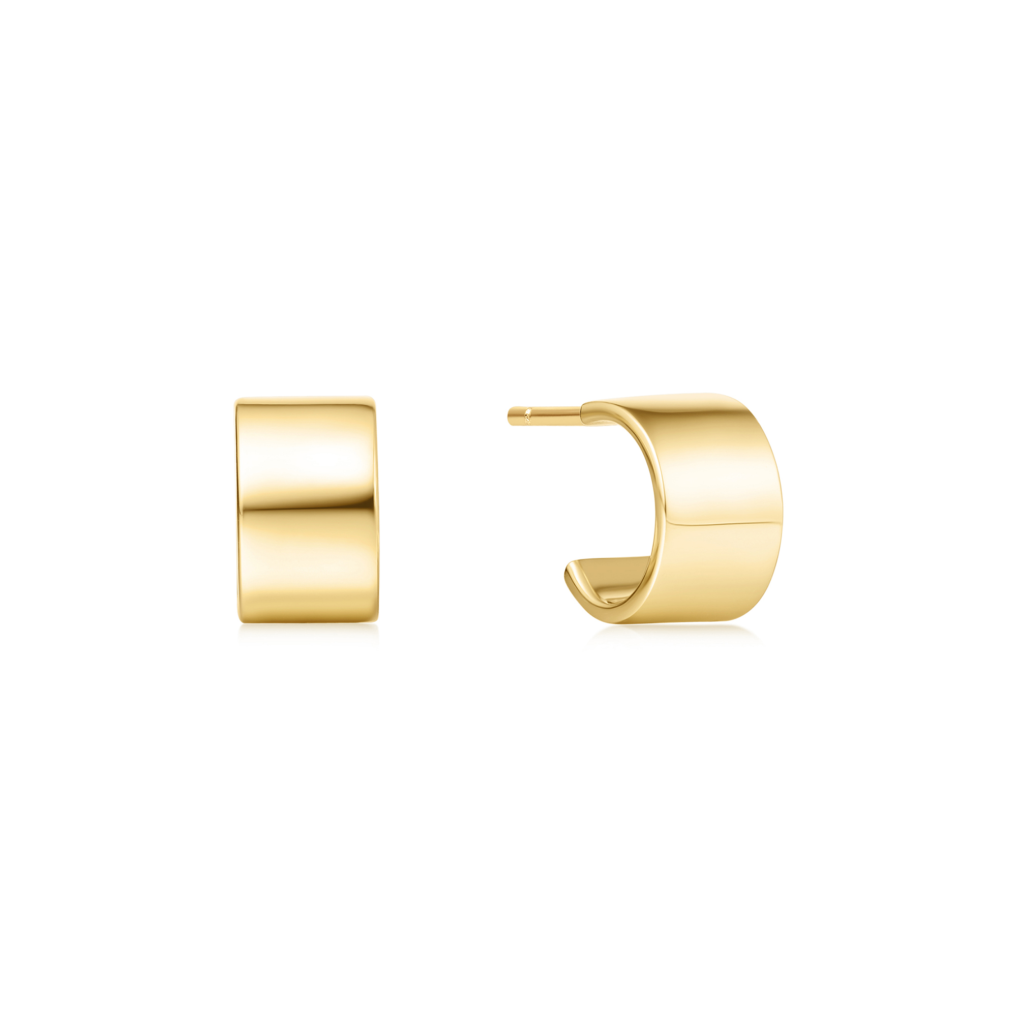 New Ania Haie Gold Plated Silver Small Flat Huggie Hoop Earrings