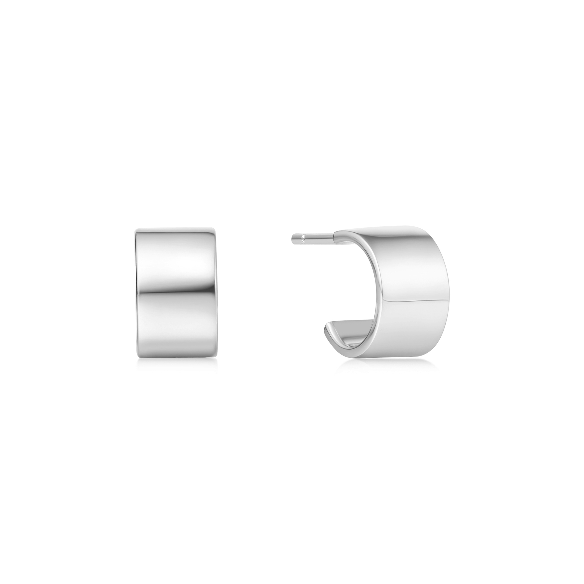 New Ania Haie Silver Small Flat Huggie Hoop Earrings