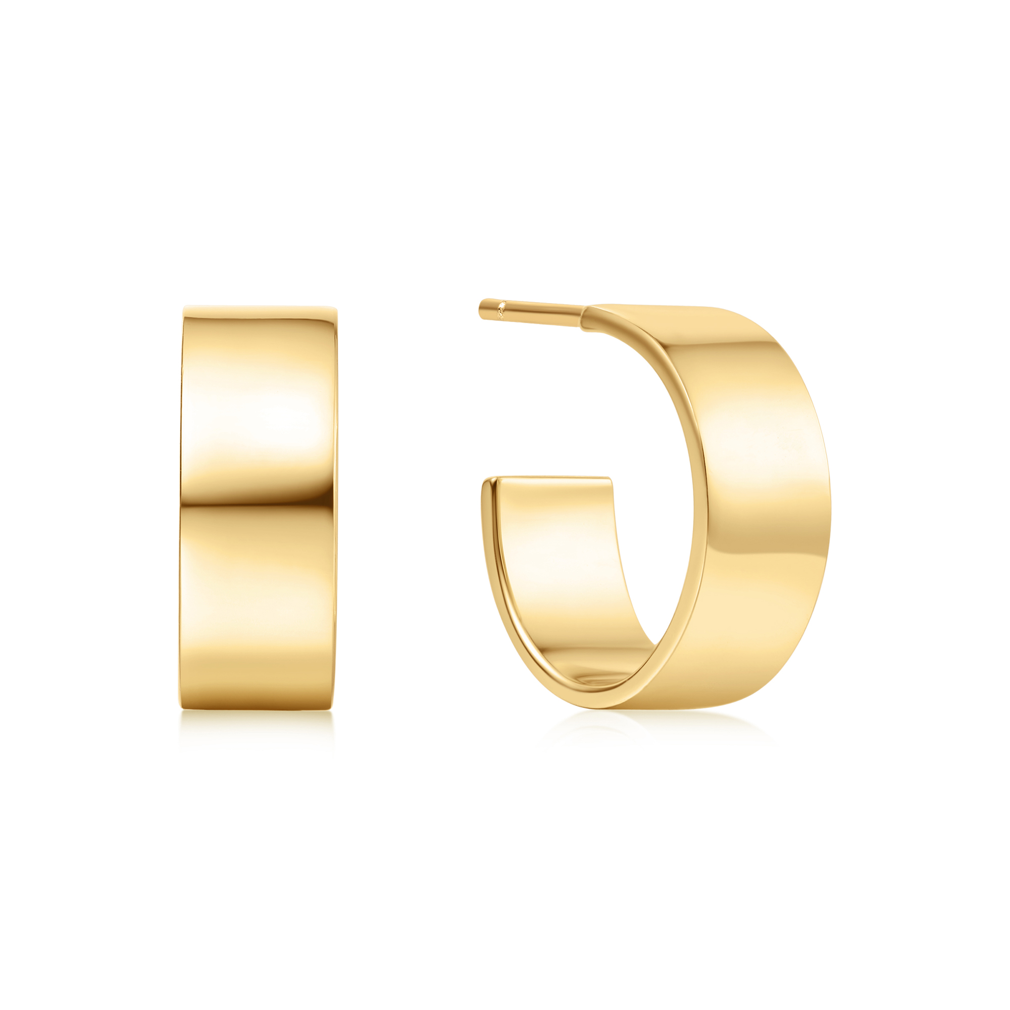 New Ania Haie Gold Plated Silver Flat Medium Hoop Earrings